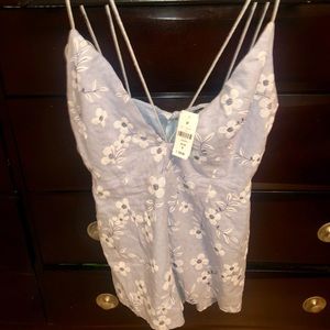 NWT Beautiful LF blue floral romper